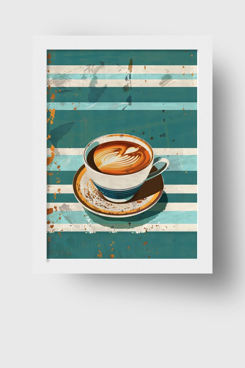 Digitale Kunst Poster Kaffeetasse gestreift braun beige