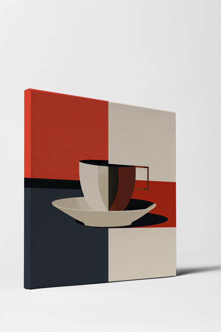 Abstrakt Poster Tasse minimalistisch rot schwarz