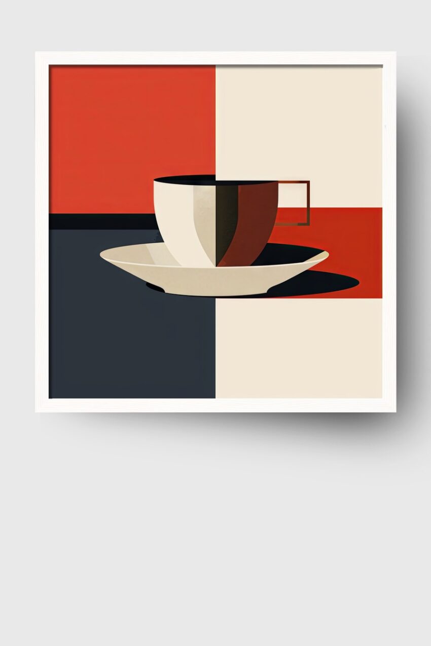 Abstrakt Poster Tasse minimalistisch rot schwarz
