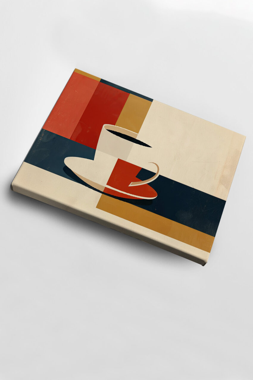 Grafik Poster Kaffee reduziert rot blau beige