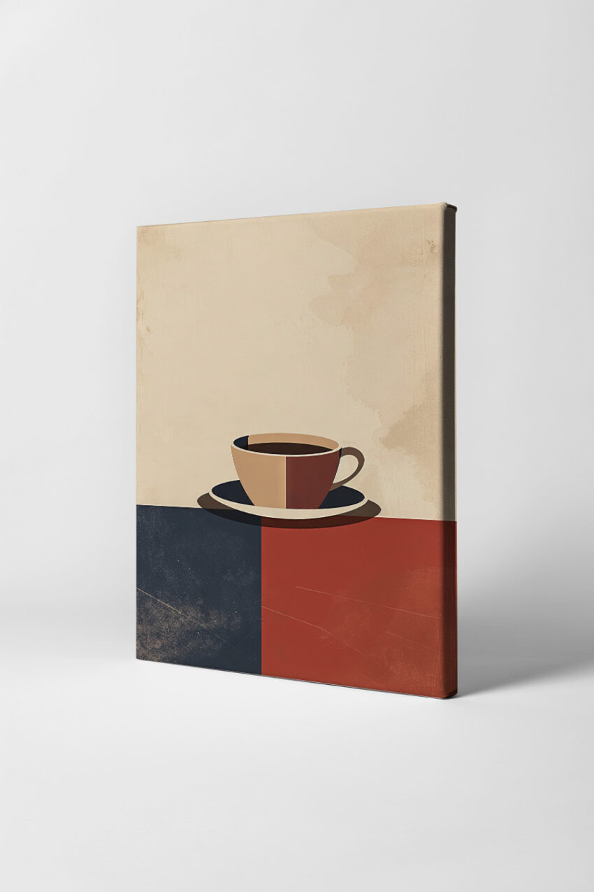 Grafik Poster Tasse minimalistisch braun rot dunkelblau