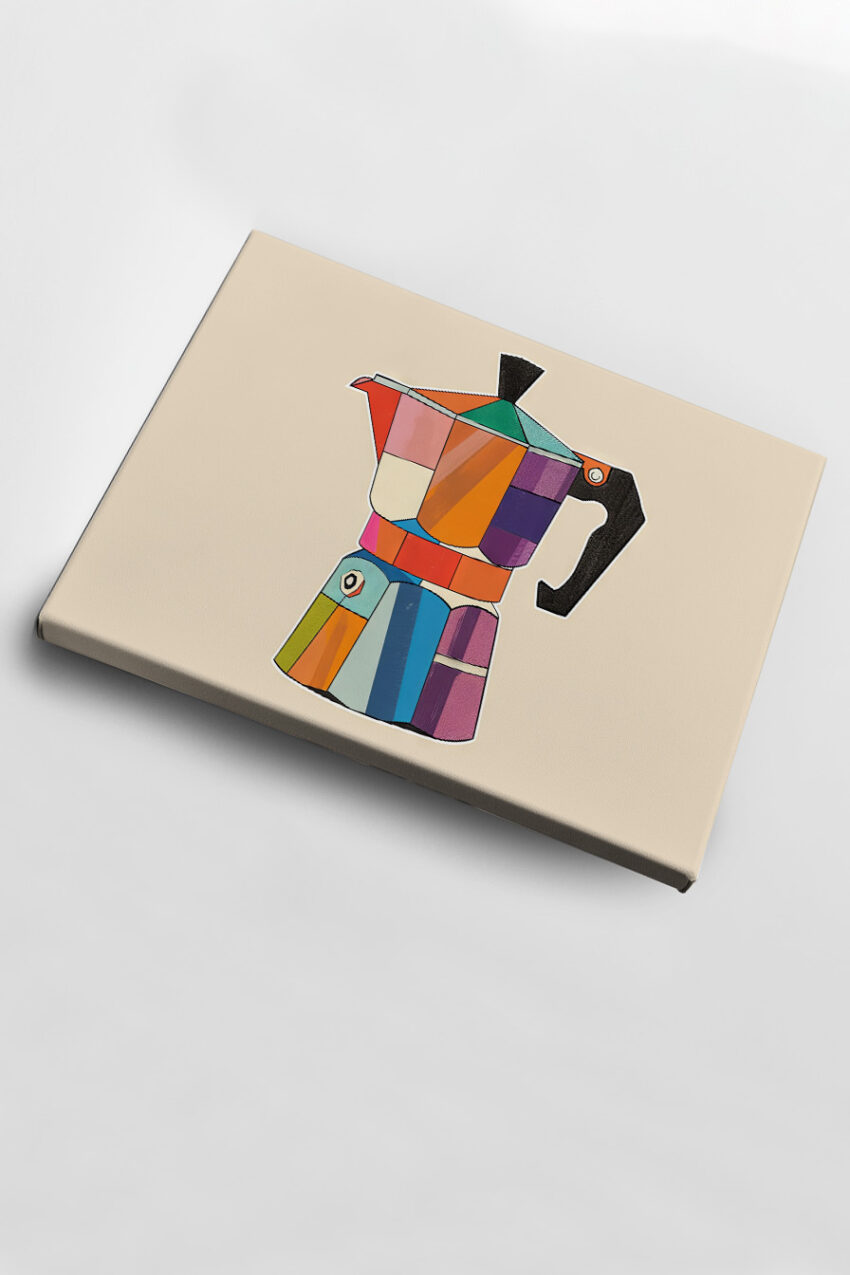 Illustration Poster Espressokocher bunt geometrisch klar