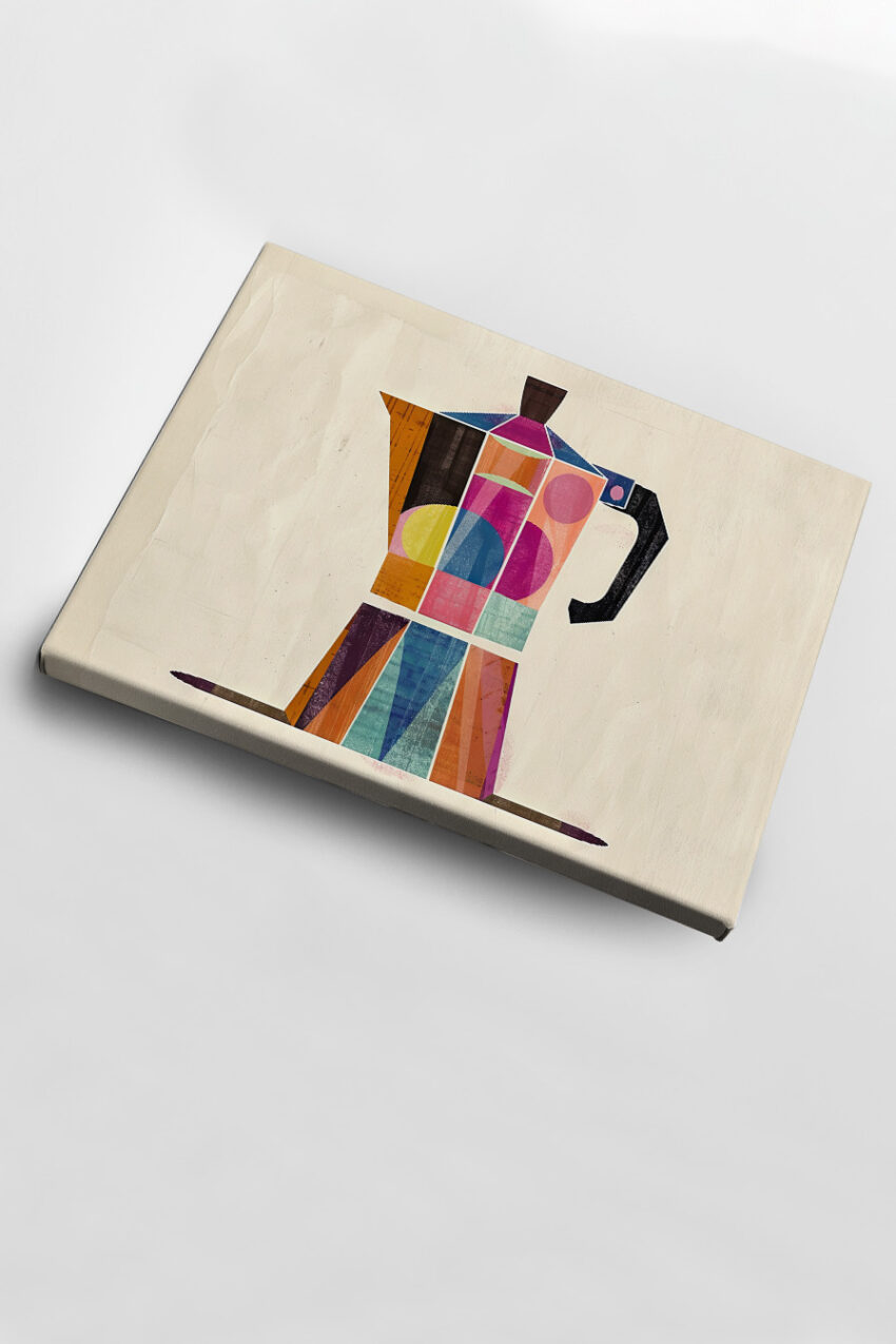 Grafik Poster Espressokanne bunt geometrisch abstrakt