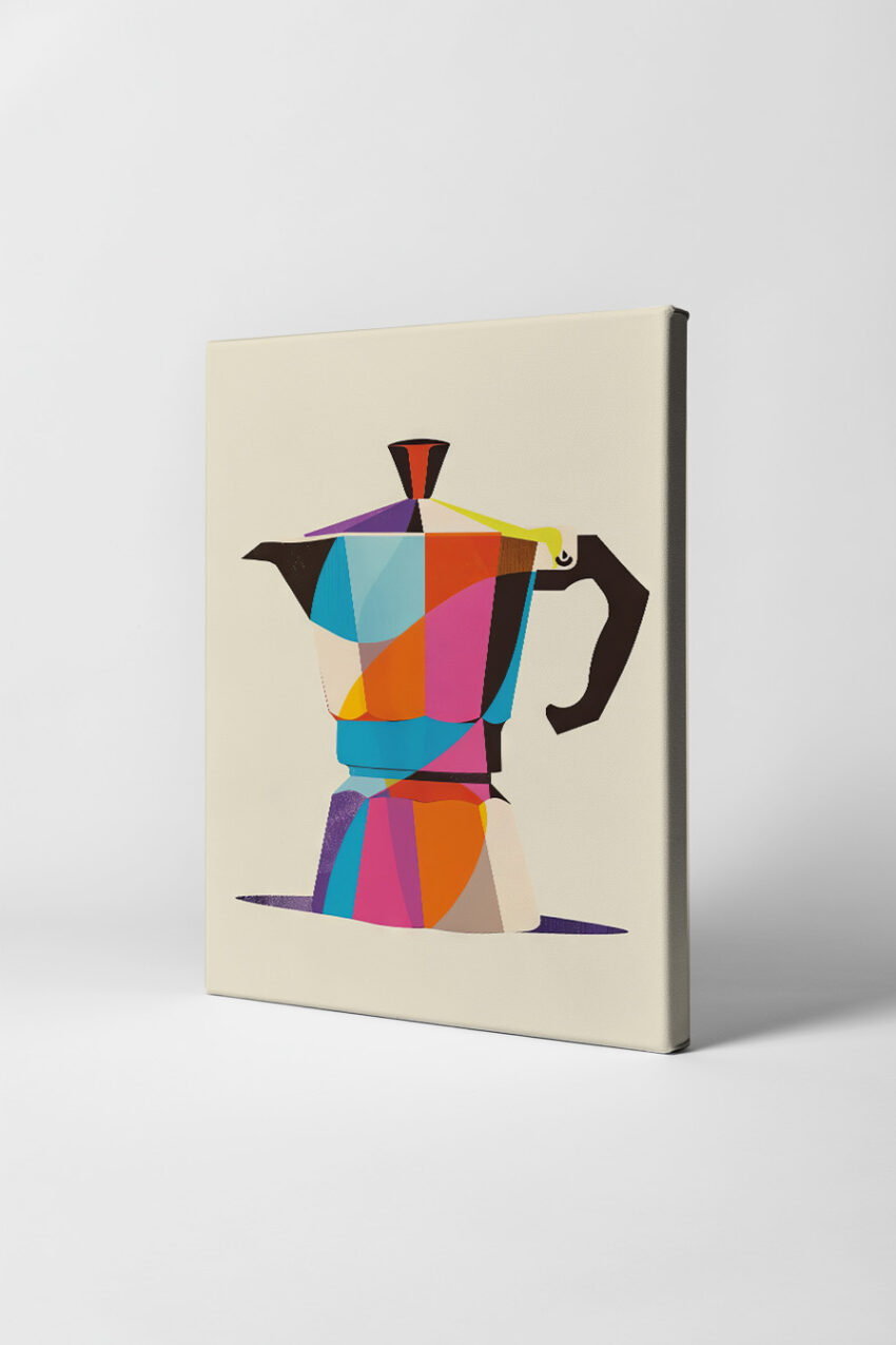 Illustration Poster Espressokocher bunt geometrisch