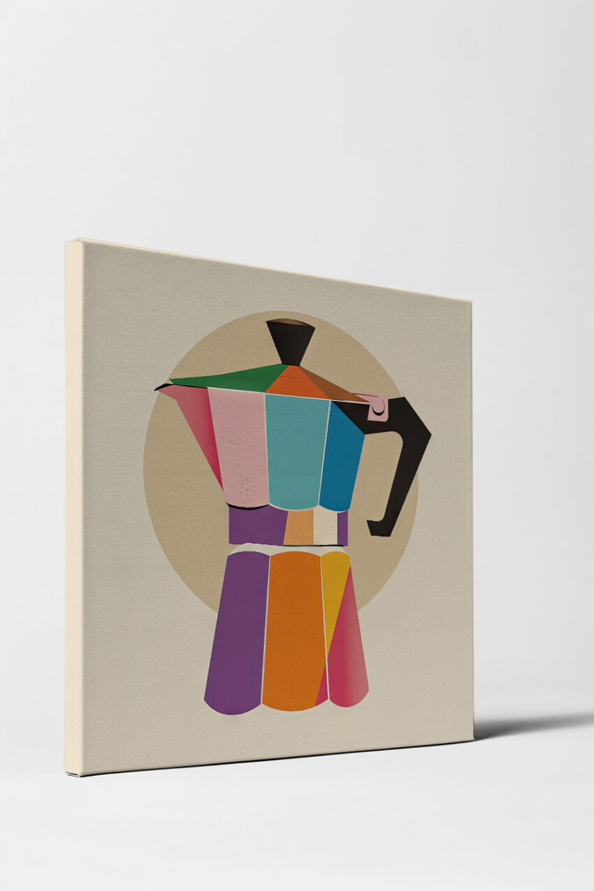 Illustration Poster Espressokanne bunt geometrisch farbig