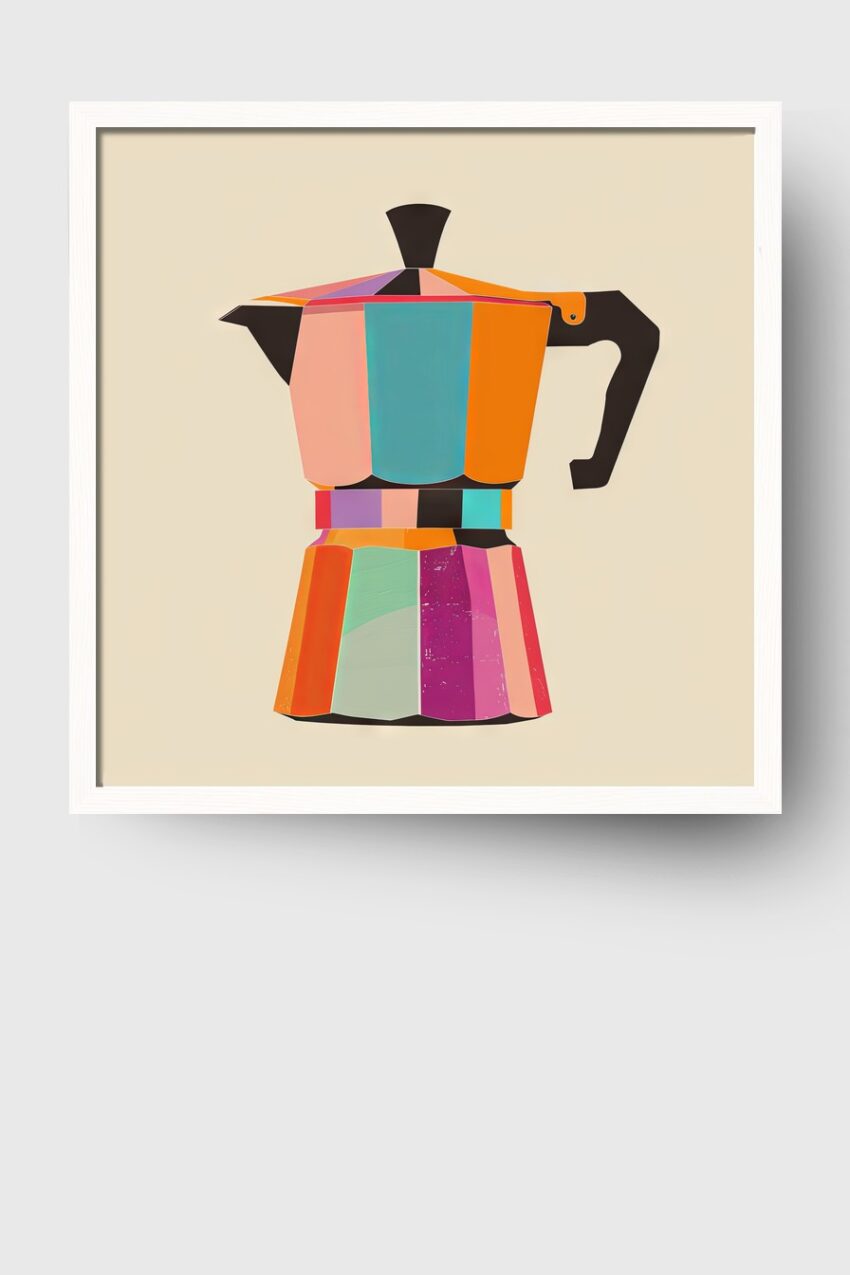 Illustration Poster Mokkakanne bunt farbig