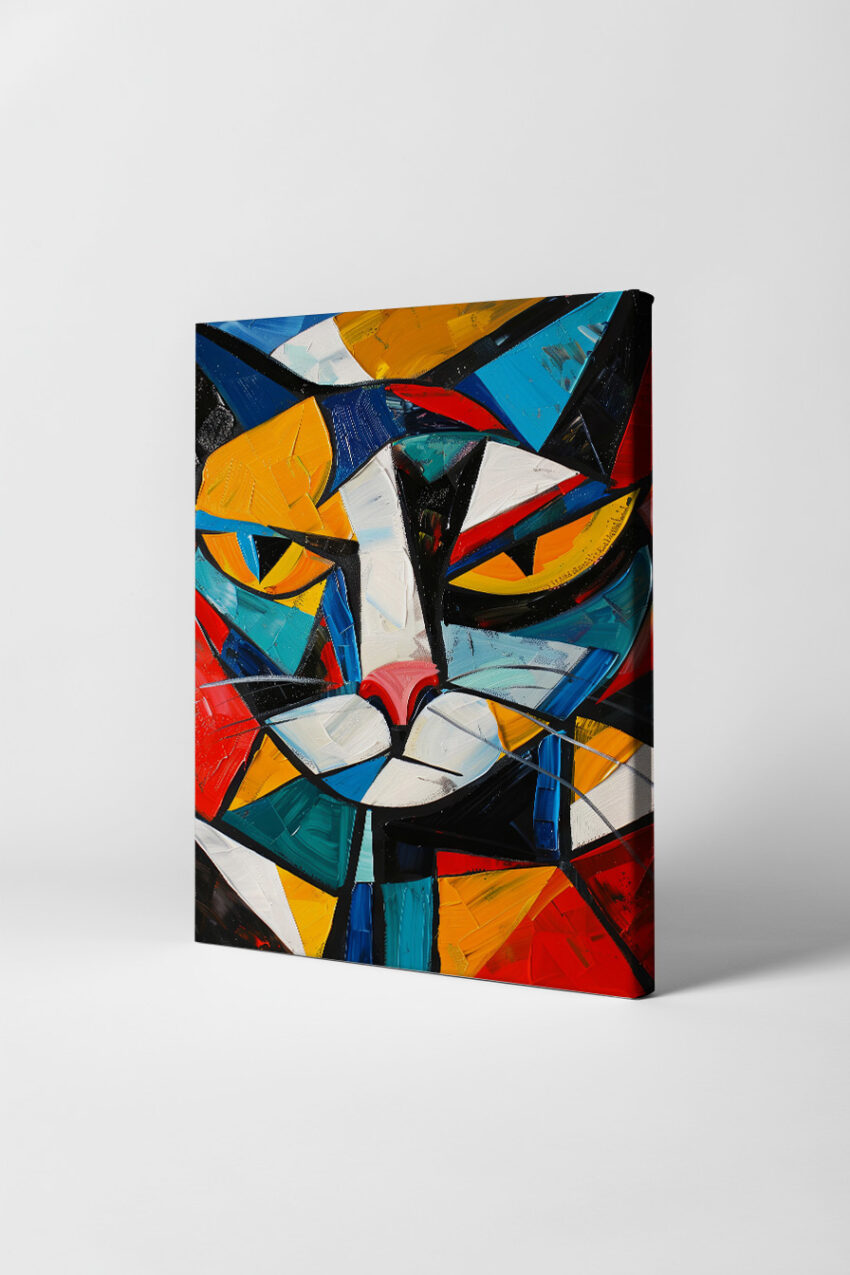 Malerei Poster Katze abstrakt farbig geometrisch rot