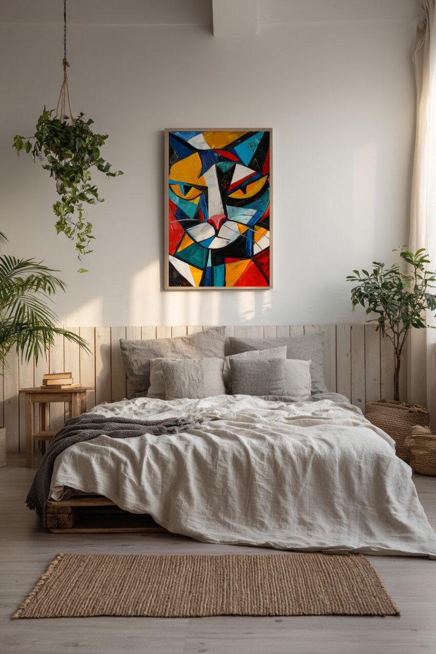 Malerei Poster Katze abstrakt farbig geometrisch rot