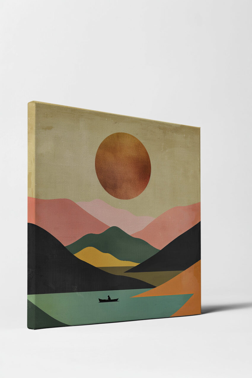 Abstrakt Poster Boot Landschaft minimalistisch farbig