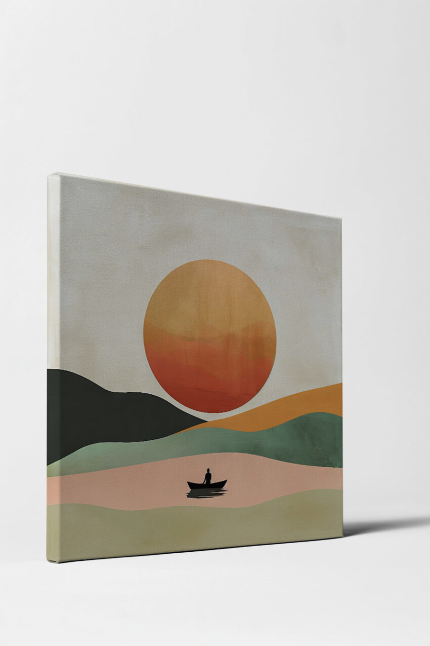 Grafikdesign Poster boot Sonne warm minimalistisch