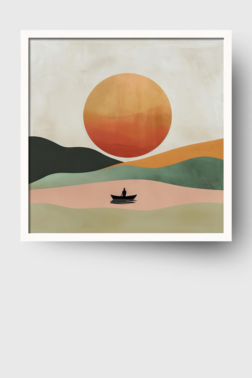 Grafikdesign Poster boot Sonne warm minimalistisch
