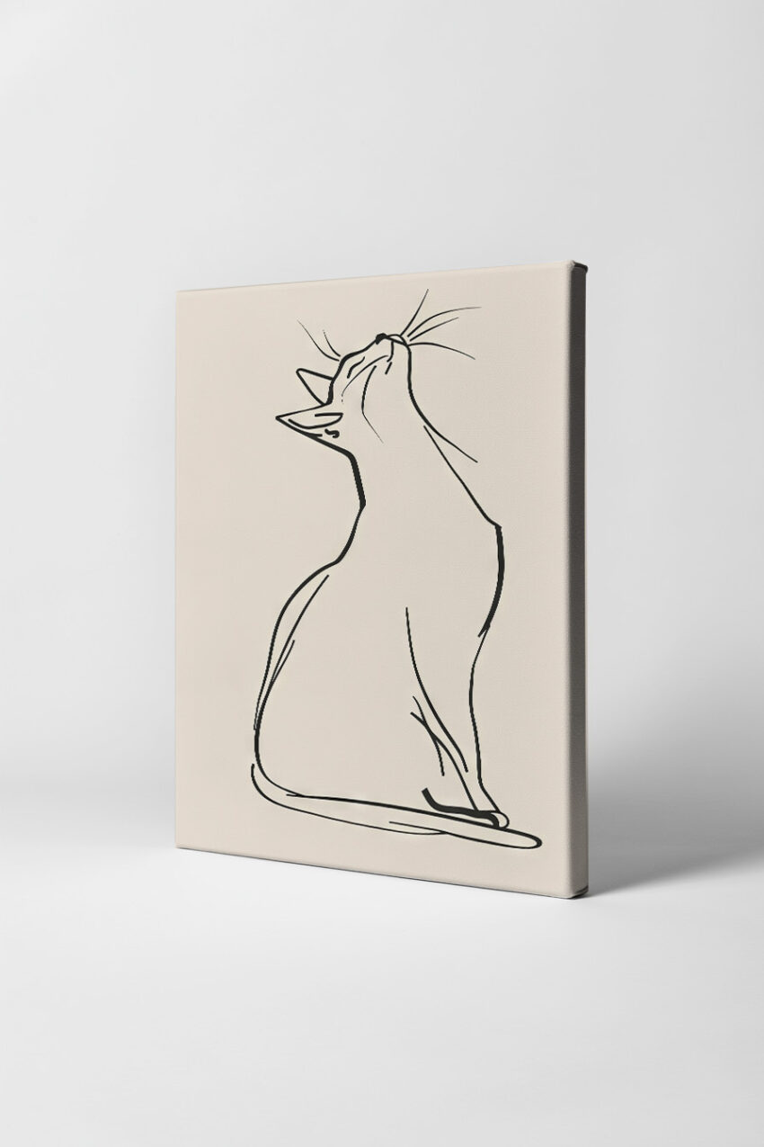 Illustration Poster Katze sitzend minimalist schwarz