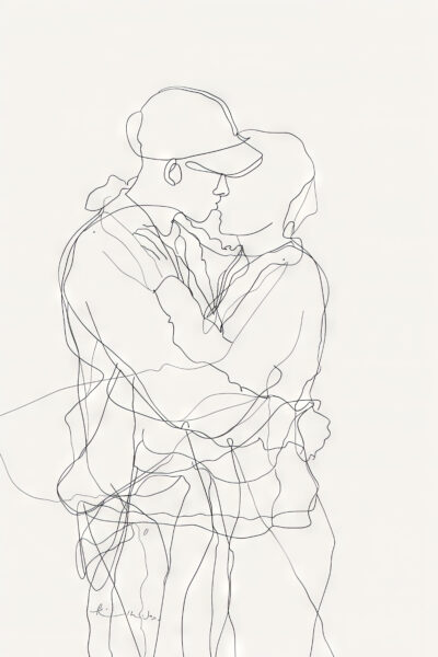 Paar in Umarmung Gerahmt