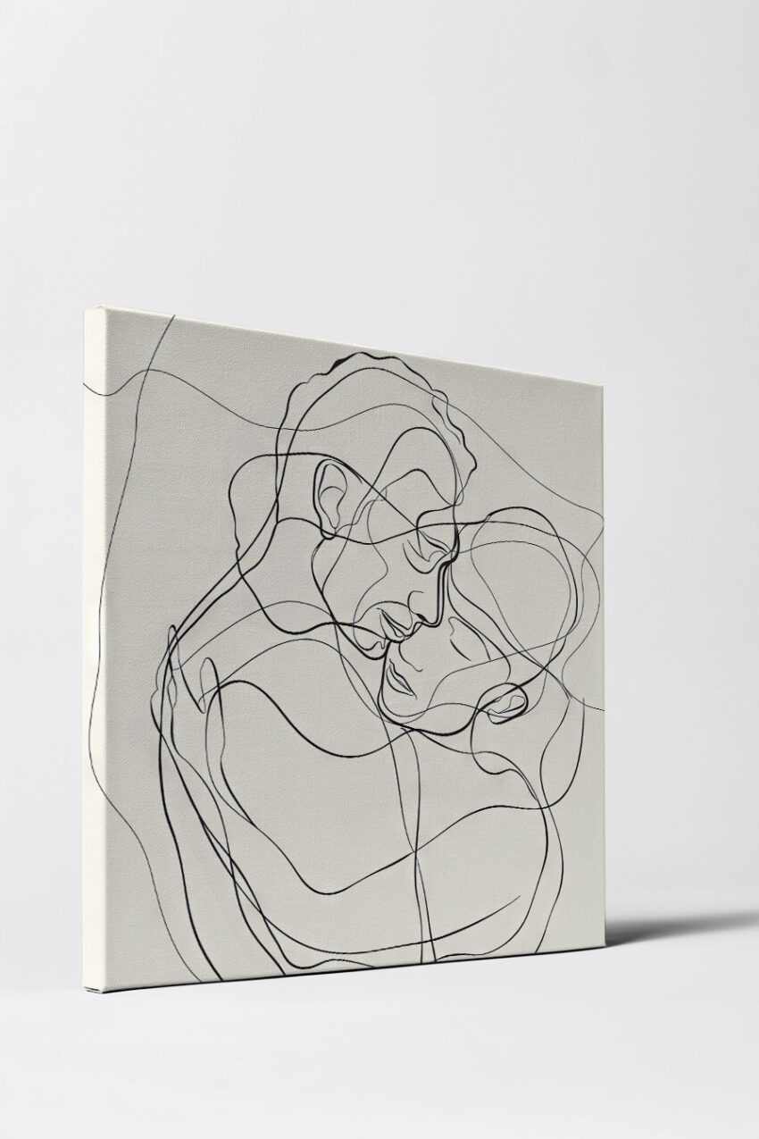 Illustration Poster Paar Umarmung minimalistisch schwarz-weiß