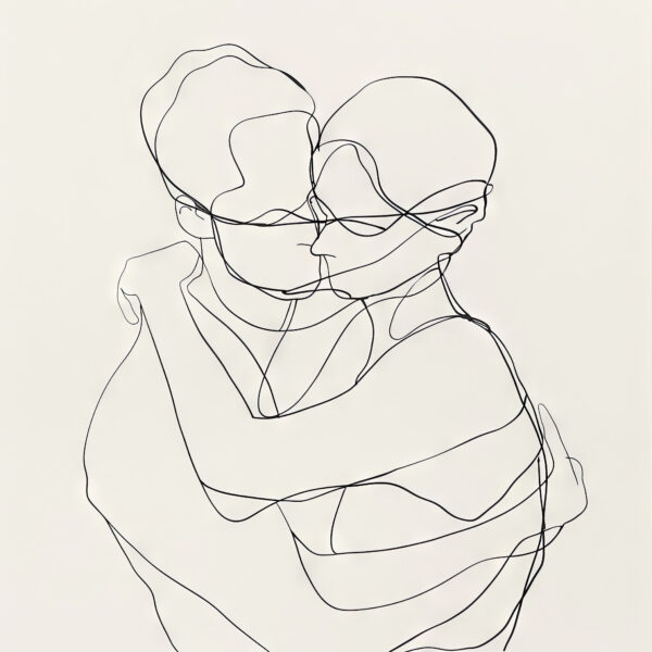 Umarmung Linie Gerahmt