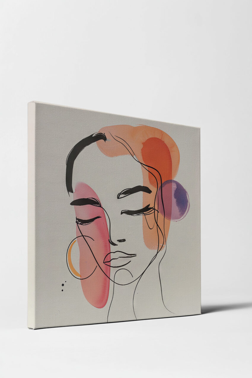 Illustration Poster Frau Gesicht Farbflächen Rot Orange