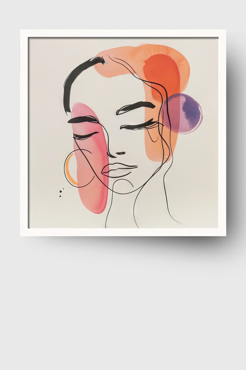 Illustration Poster Frau Gesicht Farbflächen Rot Orange