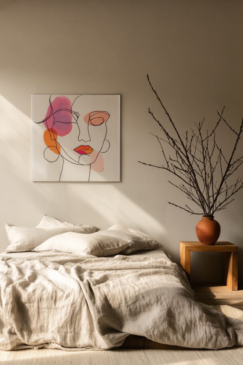 Illustration Poster Frau farbige Lippen minimalistisch