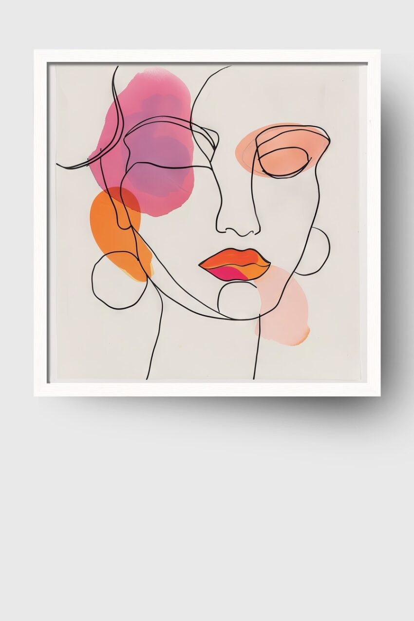 Illustration Poster Frau farbige Lippen minimalistisch