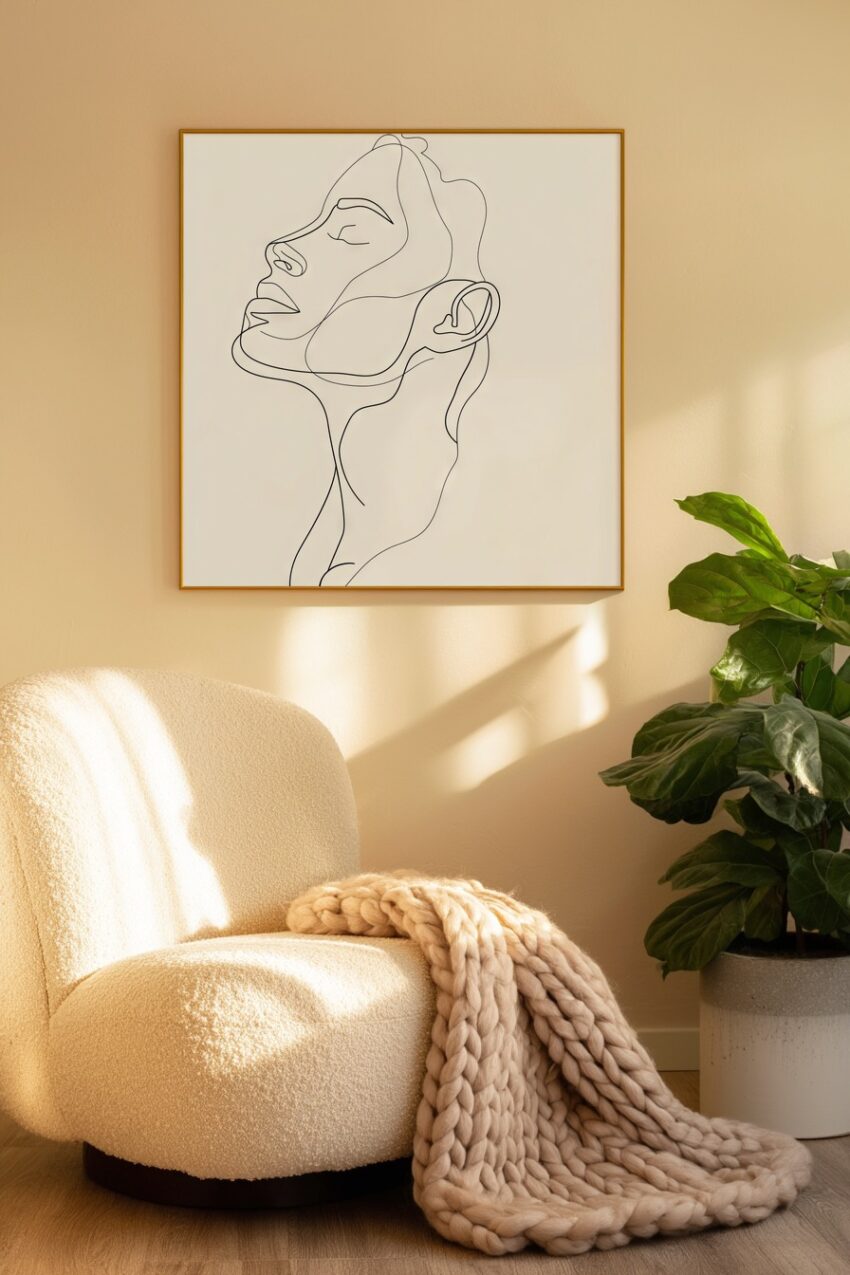 Illustration Poster Frau minimalistisch Linien schwarz-weiß