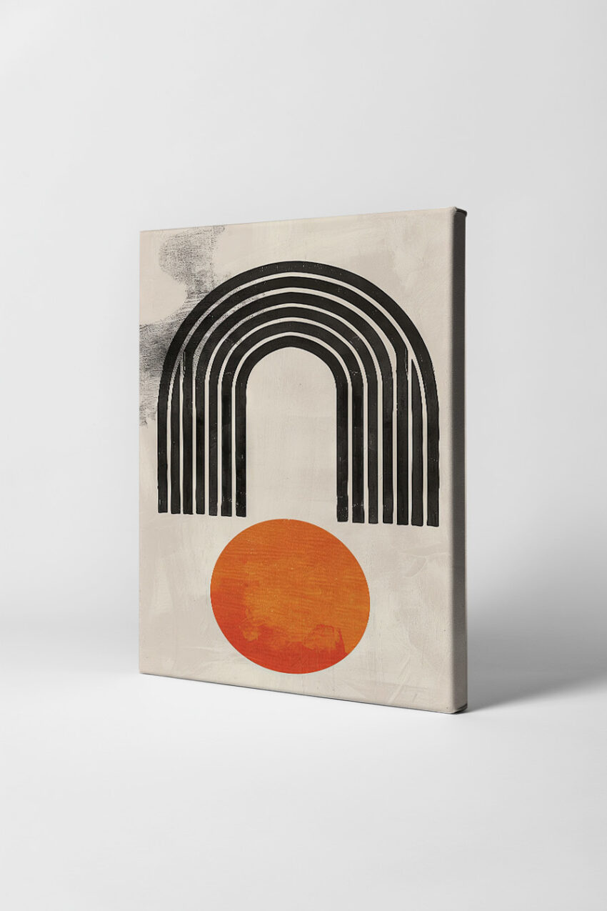 Grafikdesign Poster Bogen Kreis schwarz orange minimalistisch