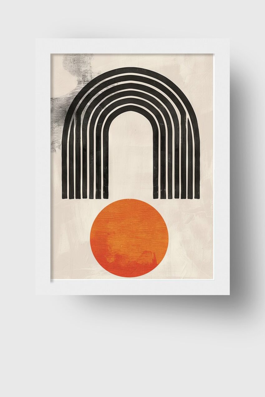 Grafikdesign Poster Bogen Kreis schwarz orange minimalistisch