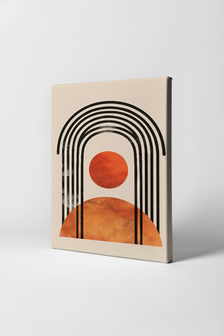 Grafikdesign Poster Sonne abstrakt rot schwarz minimalistisch