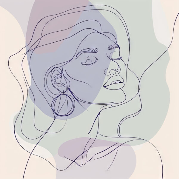 Frau Silhouette Linien Gerahmt