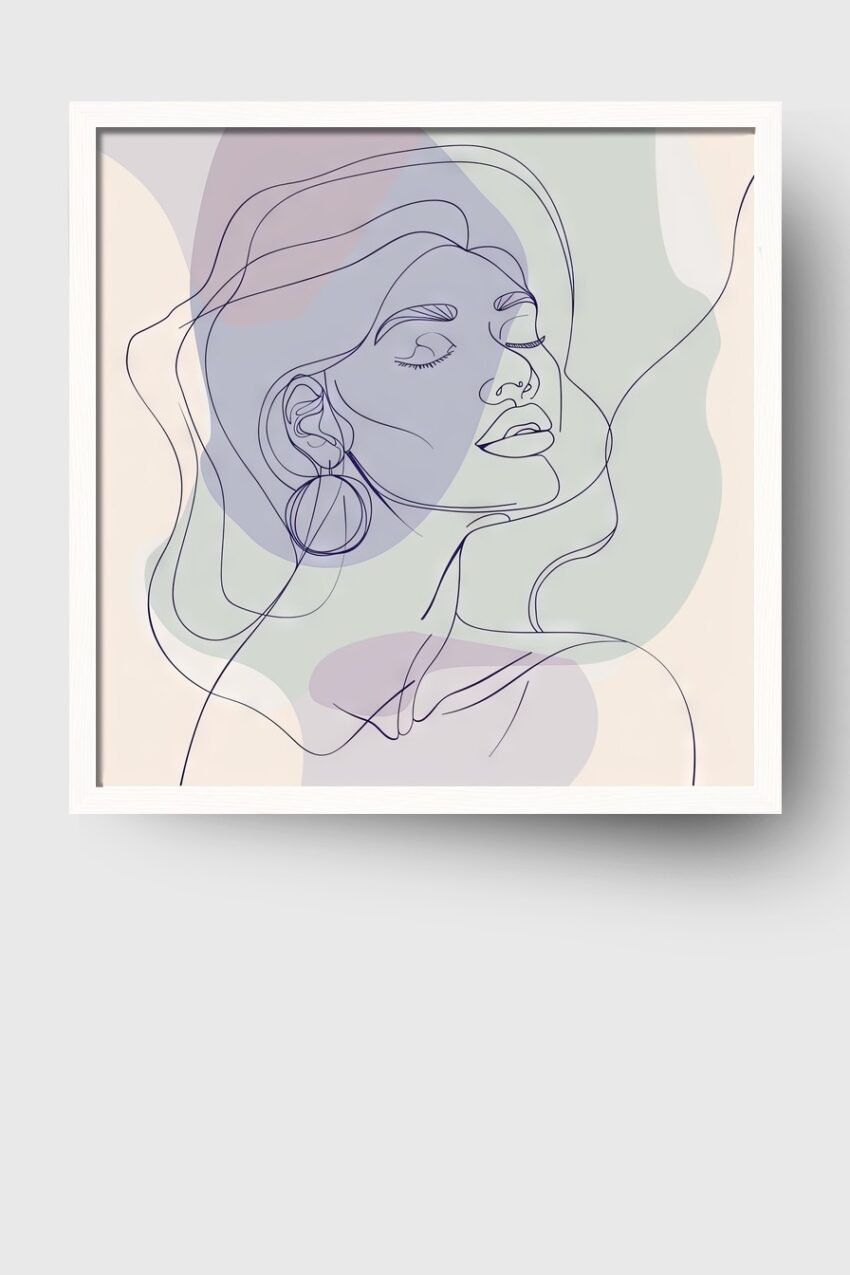 Illustration Poster Frau Silhouette minimalistisch Pastellfarben