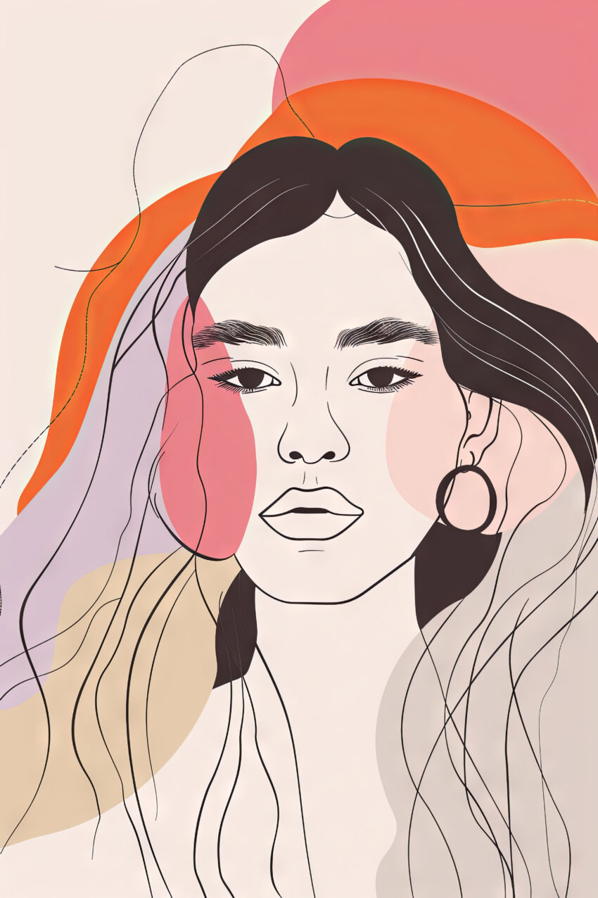 Illustration Poster Frau minimalistisch farbig