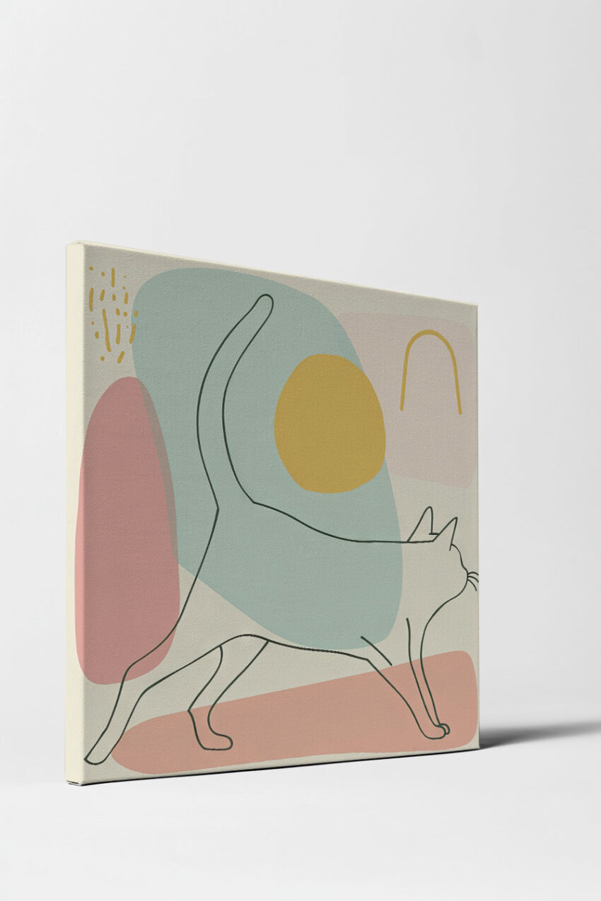 Illustration Poster Katze abstrakt minimalistisch pastell