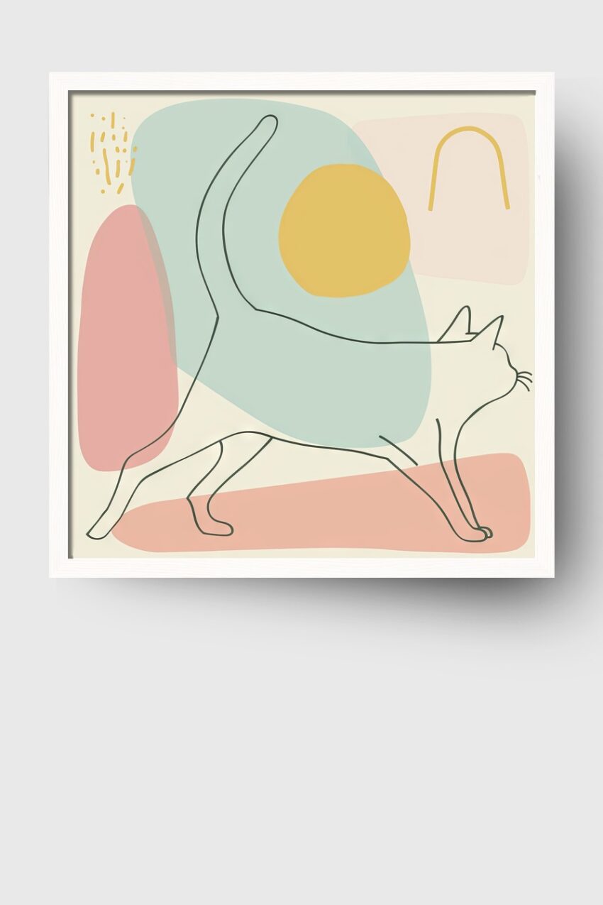 Illustration Poster Katze abstrakt minimalistisch pastell