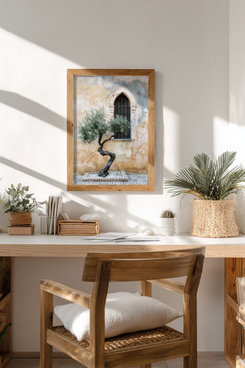 Fotografie Poster Olivenbaum knorrig Fenster mediterran