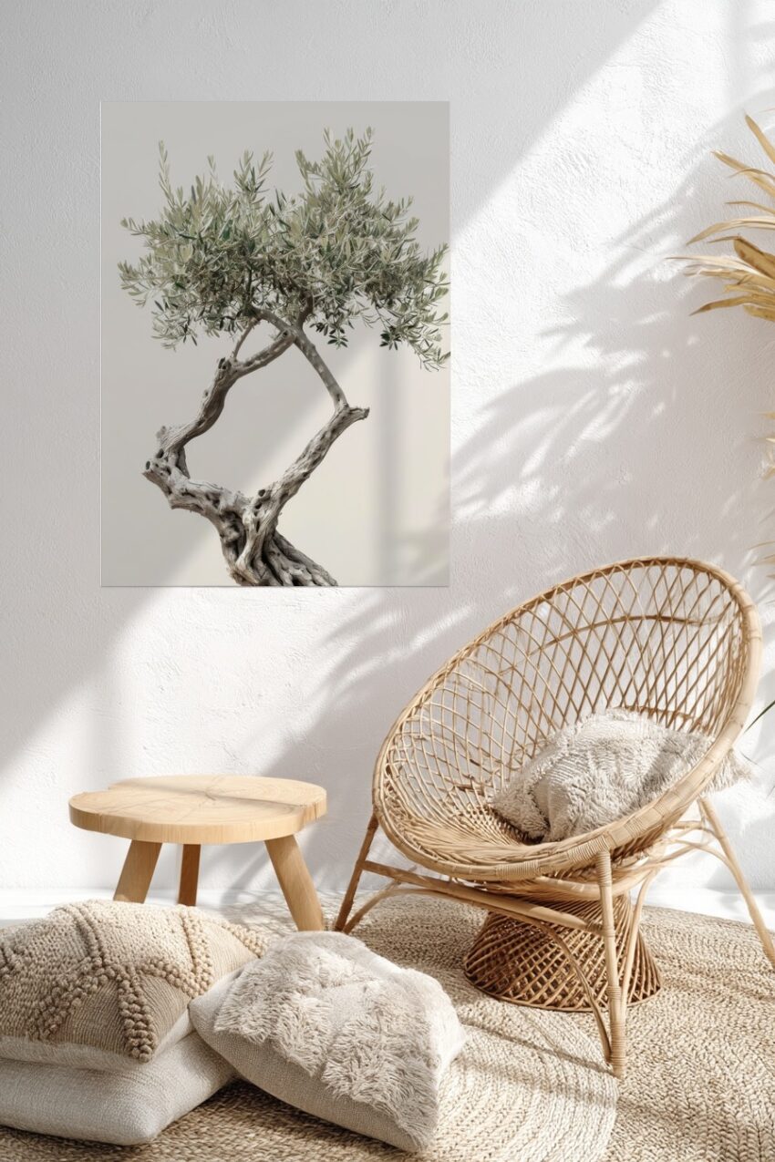 Fotografie Poster Olivenbaum knorrig silbrig