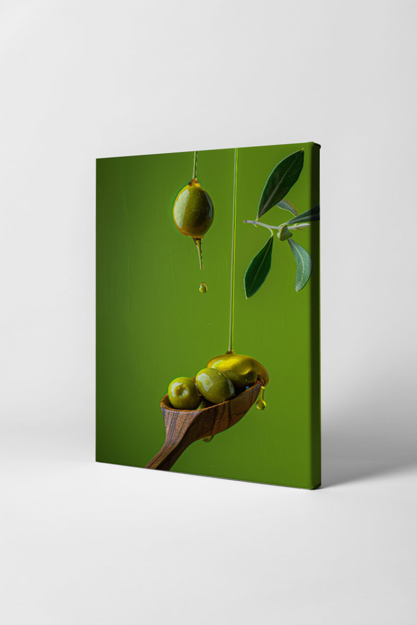 Fotografie Poster Olive Öl Tropfen grün