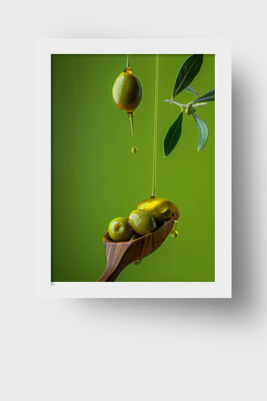 Fotografie Poster Olive Öl Tropfen grün