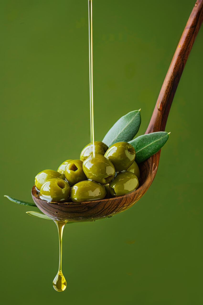 Fotografie Poster Olive grün Öl Tropfen