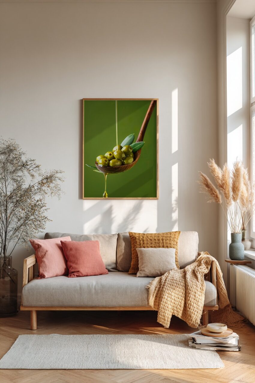 Fotografie Poster Olive grün Öl Tropfen