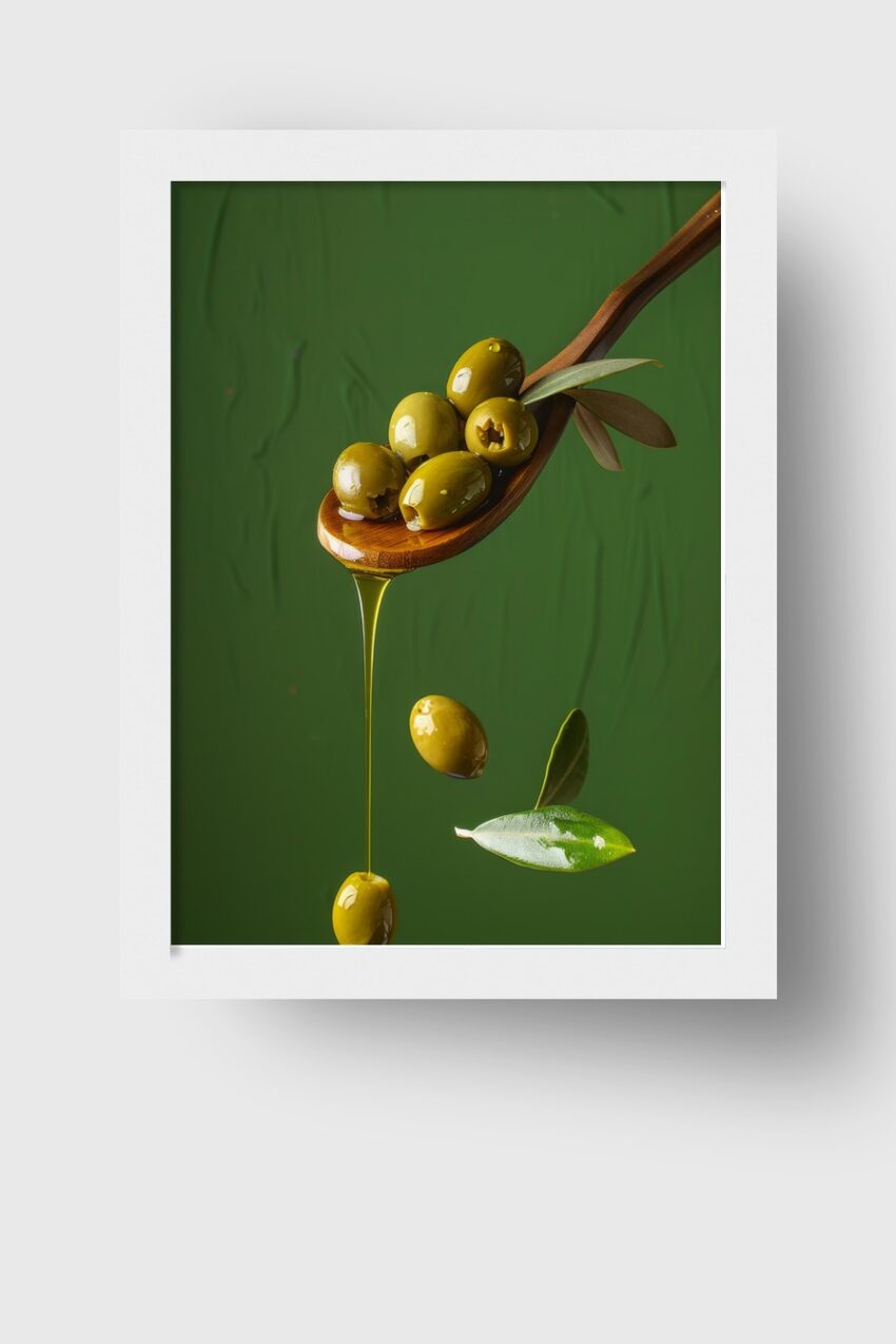 Fotografie Poster Oliven grün glänzend Öl Natur