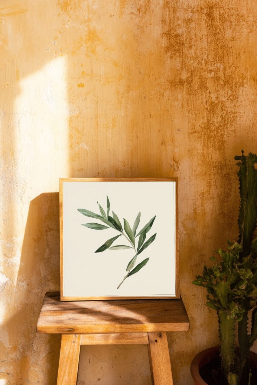 Illustration Poster Olivenzweig grün minimalistisch