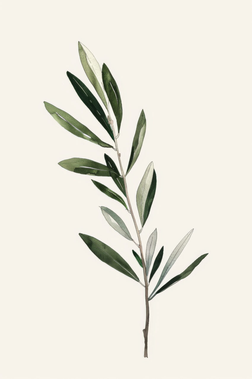Illustration Poster Olivenzweig minimal grün