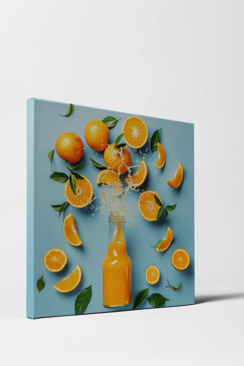 Fotografie Poster Orange Saft lebendig orange blau