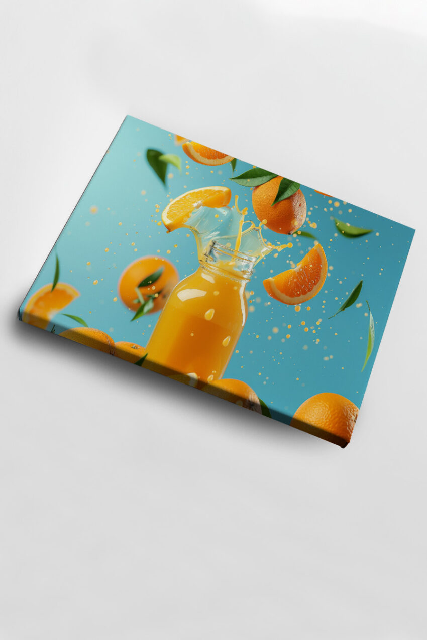 Fotografie Poster Orange Saftkrone spritzend orange