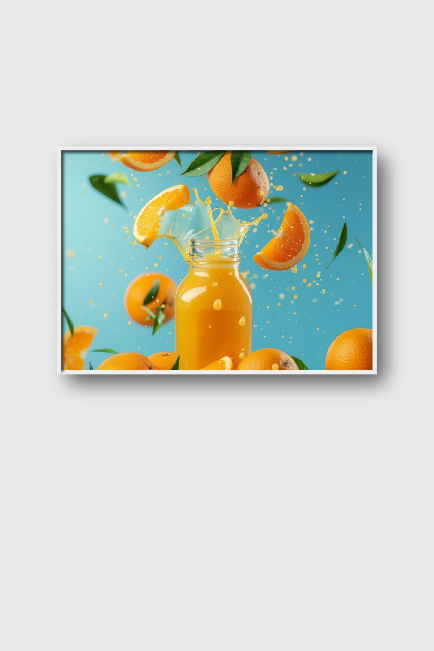 Fotografie Poster Orange Saftkrone spritzend orange