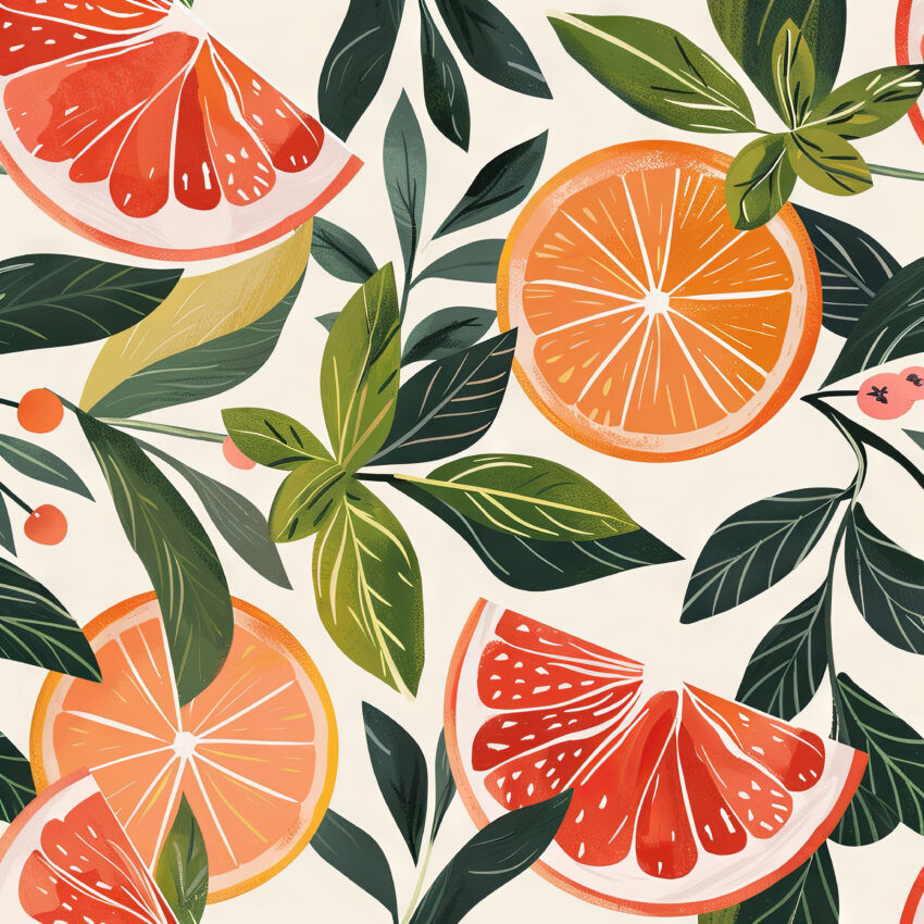 Illustration Poster Zitrusfrüchte oranges grün minimal