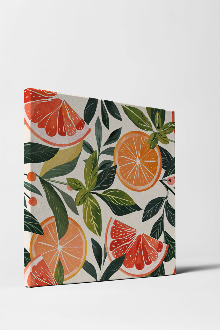 Illustration Poster Zitrusfrüchte oranges grün minimal