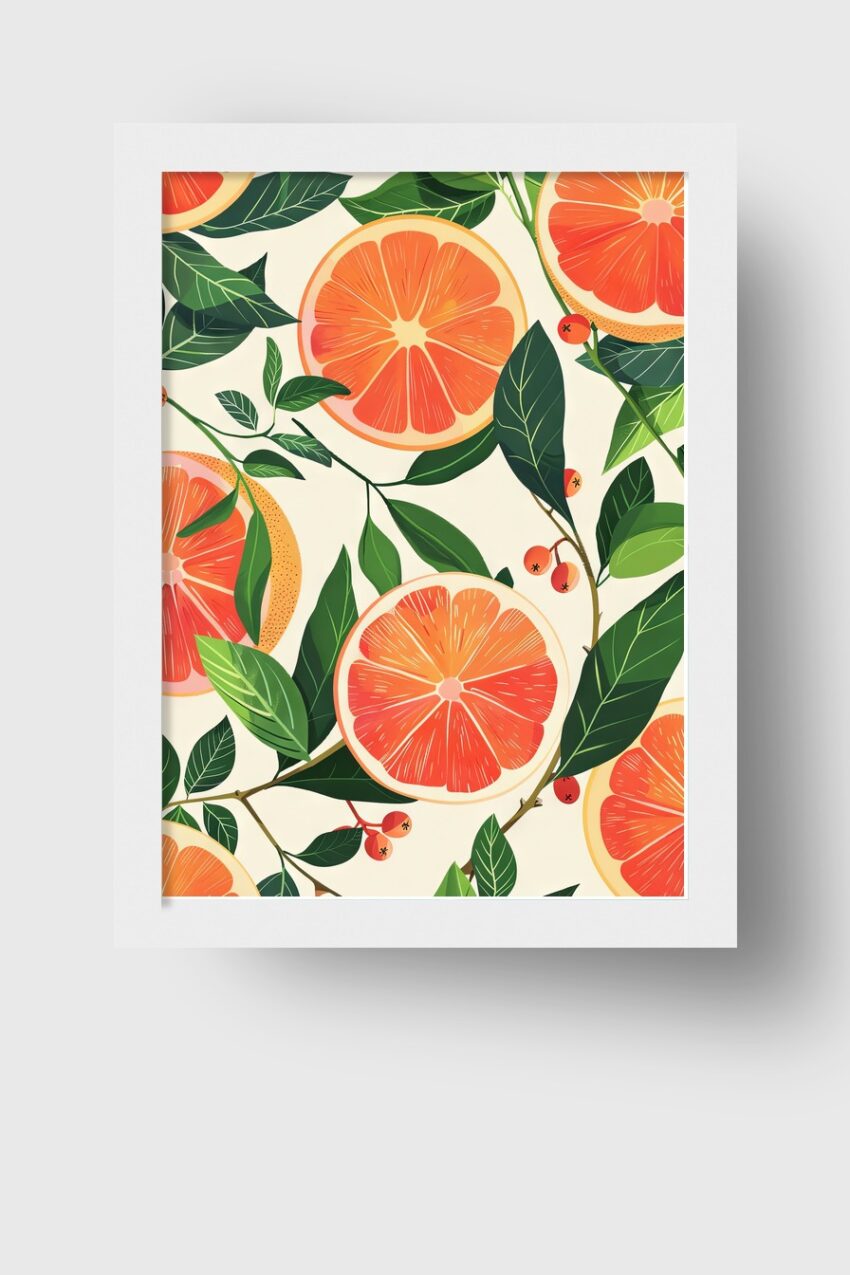 Illustration Poster Grapefruit grün orange