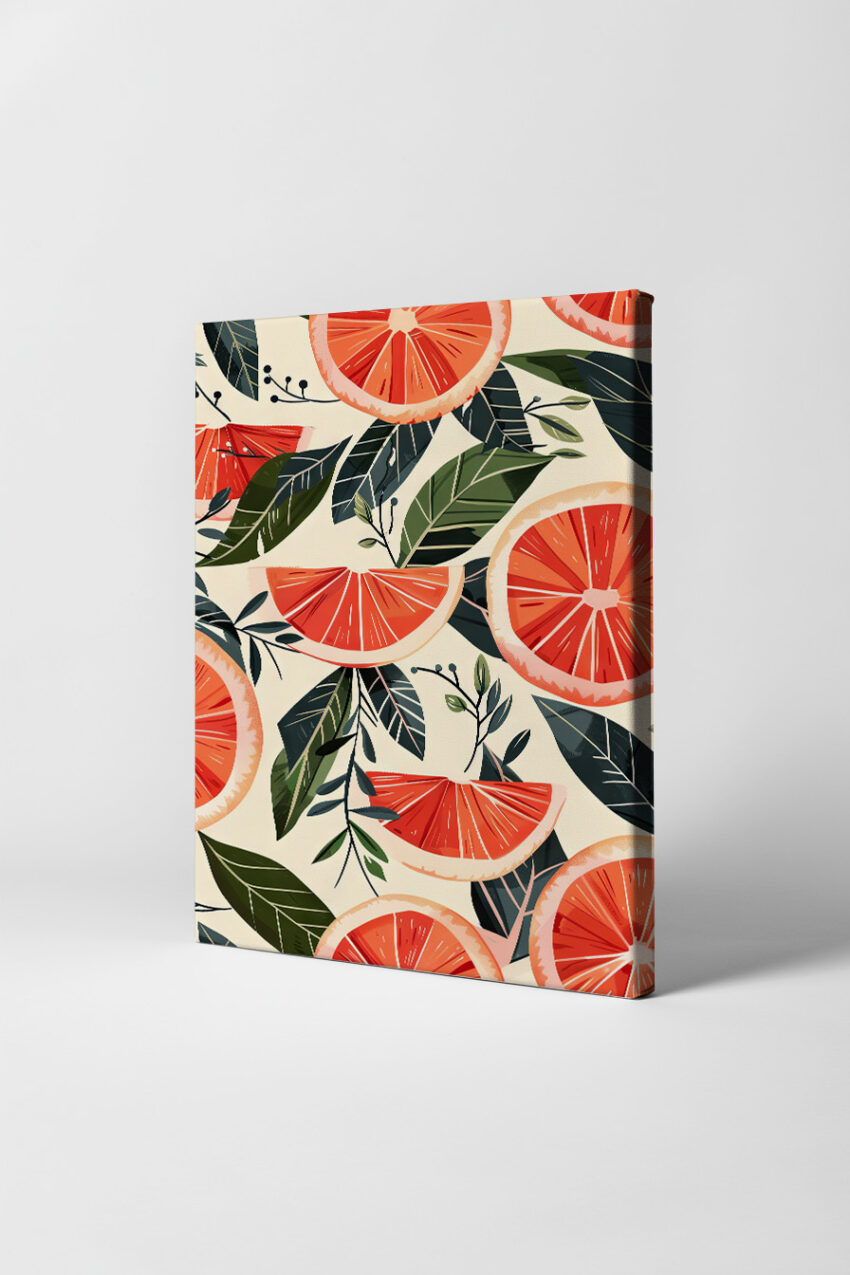 Illustration Poster Grapefruit Frucht rot grün