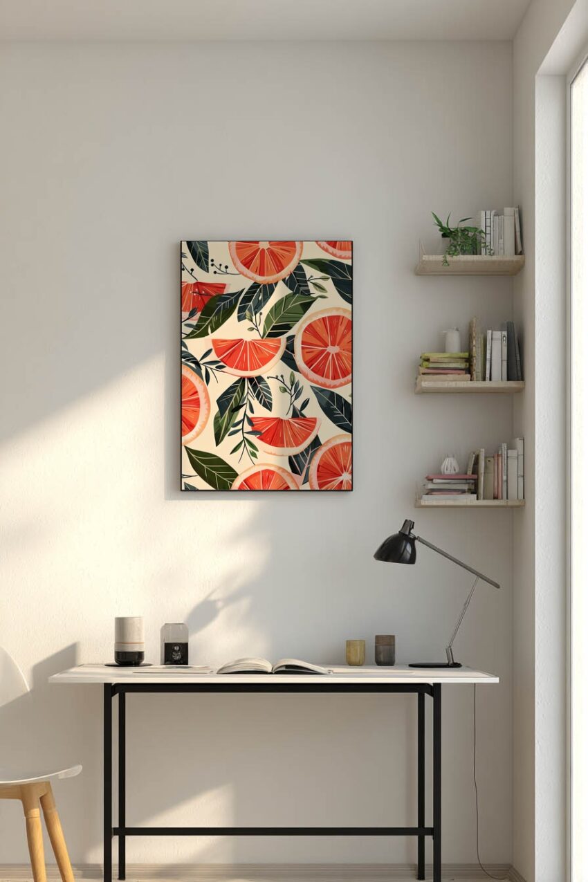 Illustration Poster Grapefruit Frucht rot grün