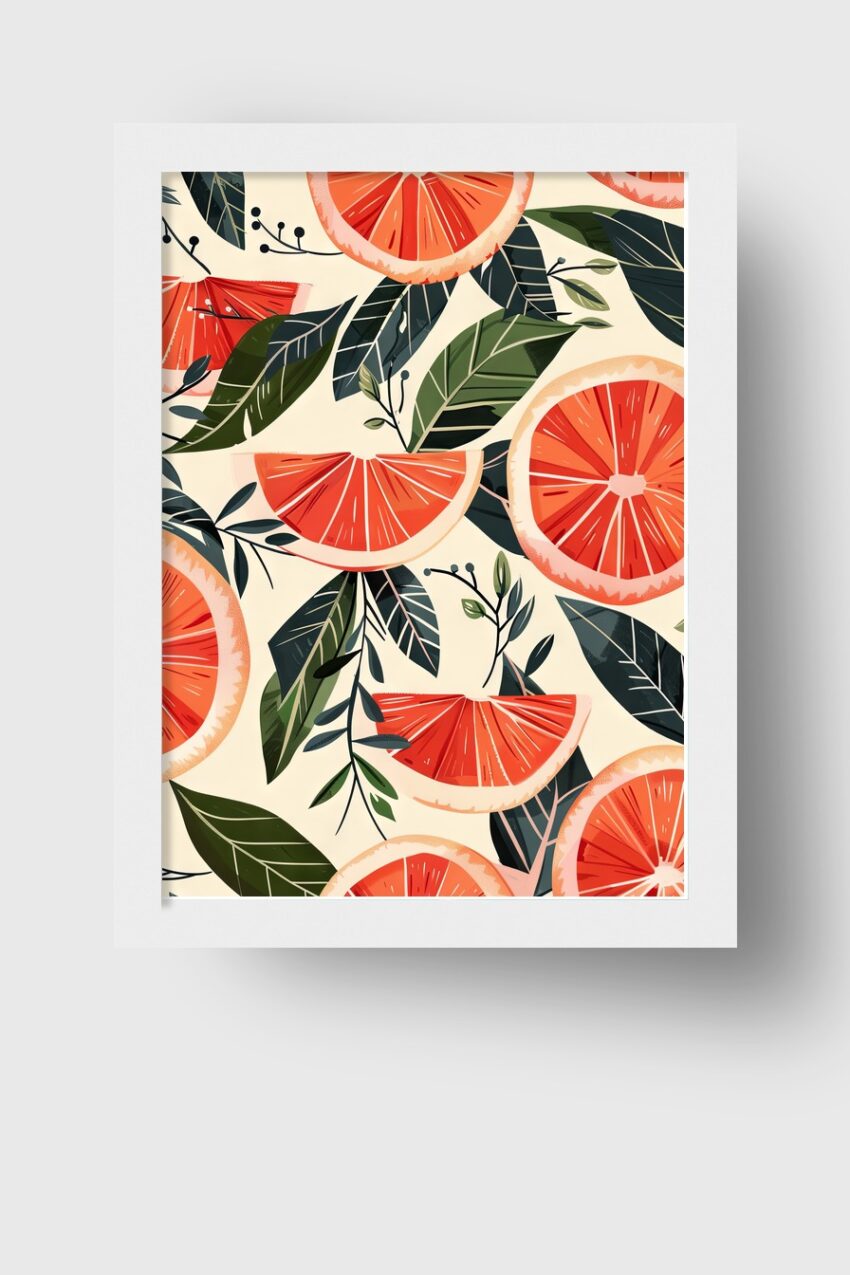 Illustration Poster Grapefruit Frucht rot grün